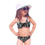 Maillot de bain deux pices imprim camouflage, avec nud papillon, ensemble pour bb fille, joli bikini, ...