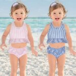 Maillot de bain deux pices imprim a volants pour bb, ray, bikini, vtements d't pour filles, pour ...