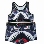 Maillot de bain deux pices en jacquard pour hommes et femmes, gilet et short, absorbant la sueur, ensemble ...