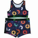 Maillot de bain deux pices en jacquard pour hommes et femmes, gilet et short, absorbant la sueur, ensemble ...