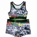 Maillot de bain deux pices en jacquard pour hommes et femmes, gilet et short, absorbant la sueur, ensemble ...
