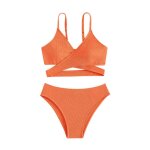 Maillot de bain pour enfants, dos nu crois, fendu, couleur unie, taille haute, pour station de plage, ...
