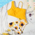 Maillot de bain d't pour filles, ensemble deux pices, a volants, ajour, pour enfants