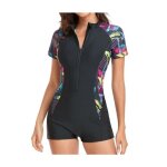 Maillot de bain femme 1 pieces amincissant shorty anti uv rashguard femme manches courtes short plongée ... Maillot de bain femme 1 pieces amincissant shorty anti uv rashguard femme manches courtes short plongée ...