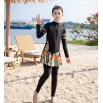 Maillot de bain pour garons et filles, enfants moyens et grands, ensemble trois pices, pantalon long, ...