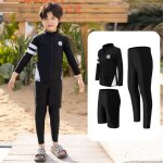 Maillots de bain pour garons et filles, ensemble pantalon fendu a manches longues, mignon, ludique, ...