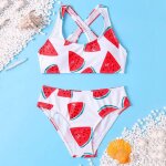 Maillot de bain a imprim� floral pour filles, ensemble deux pi�ces, motif past�que, pour enfants, pour ...