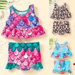 Maillot de bain imprim lopard pour enfants et bbs, ensemble deux pices, sans manches, pour la plage ...