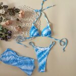 Maillot de bain imprim ondul pour femmes, elgant, mini robe, push up, bretelles rglables, soutien ...