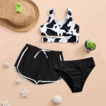 Maillot de bain imprimé vache pour filles, 3 pièces, dos croisé, sans manches, mignon, vêtements de plage, ... Maillot de bain imprimé vache pour filles, 3 pièces, dos croisé, sans manches, mignon, vêtements de plage, ...