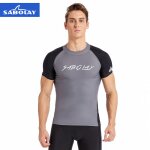Maillot de bain a manches courtes pour hommes, schage rapide, protection contre les eruptions cutanes, ...