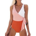 Maillot de bain une pi�ce pour femme wrap color block tie side maillot de bain m