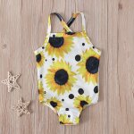 Maillot de bain une pice pour bbs filles, imprim a bretelles, vtements de plage pour adolescents, ...