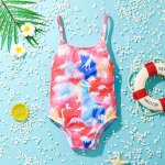 Maillot de bain une pice pour bb fille, imprim dinosaure, a bretelles, vtements de plage, bikini ...