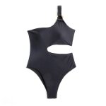 Maillot de bain une pi�ce pour femme, maillot de bain c�tel� ajour� a une epaule