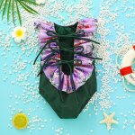 Maillot de bain une pice pour filles, imprim floral fronc, a la mode, bikini pour enfants