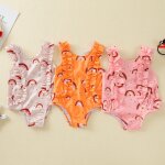 Maillot de bain une pièce imprimé arc - en - ciel pour filles, vêtements de plage, a volants, sans manches, ... Maillot de bain une pièce imprimé arc - en - ciel pour filles, vêtements de plage, a volants, sans manches, ...