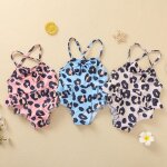 Maillot de bain une pice sans manches, imprim lopard, a volants, pour enfants, vtements de plage, ...