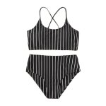Maillot de bain a rayures fendues, sans manches, dos nu, a la mode, pour femmes et filles