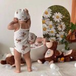 Maillot de bain sans manches pour nouveau - n, bonnet de bain en coton, pour bb, garon et fille, ...
