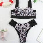 Maillot de bain avec soutien - gorge push up et culotte taille haute, ensemble de bikini de plage rembourr ...