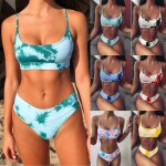 Maillot de bain a teinture par nouage pour femmes, rembourré, col licou, ensemble bikini, push up, vêtements ... Maillot de bain a teinture par nouage pour femmes, rembourré, col licou, ensemble bikini, push up, vêtements ...