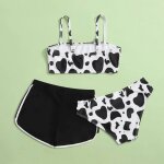 Maillot de bain trois pices pour jeunes filles de 8 a 14 ans, imprim floral, crois dans le dos, nouvelle ...