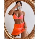 Maillot de bain trois pices jupe en gaze bikini string maillot de bain pour femme bikini se3696
