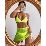 Maillot de bain trois pices jupe en gaze bikini string maillot de bain pour femme bikini se3698