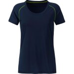 Maillot running respirant - femme - jn495 - bleu marine et jaune vif