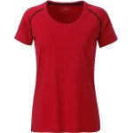 Maillot running respirant - femme - jn495 - rouge et noir