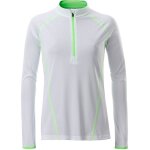 Maillot running respirant manches longues - femme - jn497 - blanc et vert vif