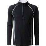 Maillot running respirant manches longues - homme - jn498 - noir et blanc