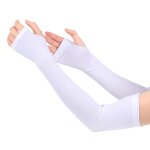 Manchons de bras de protection solaire d'�t�, trou pour le pouce blanc m