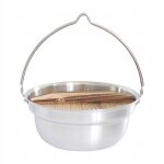 Marmite de camping avec couvercle en bois pour feu ouvert, marmite a ptes, 4, 5 l, 19 cm x 10, 5 cm