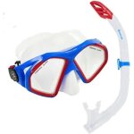 Masque et tuba aqualung hawkeye combo - l - blanc / bleu / rouge - plonge sous - marine