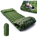 Matelas camping autogonflant portable, tapis de couchage avec oreiller et pompe a pied, matelas gonflable ...