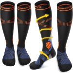 Mevronisshop - bas de contention femme homme 2 paires, chaussettes de compression 15 - 20 mmhg, chaussettes ...