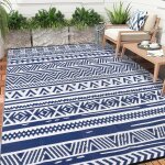 Mevronisshop - d'ext�rieur r�versible 270 x 360 cm, bleu en plastique durable, grand tapis de sol et ...