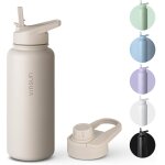 Mevronisshop - gourde isotherme 1l - gourde inox avec paille et ouverture pour boire - etanche, sans ...