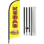 Mevronisshop - kebab plume drapeau, 8ft kebab drapeau publicitaire avec kit poteau, piquet de sol, signs ...