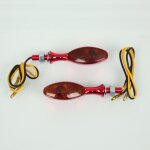 Mini clignotant vicma led 12v aluminium chrom� rouge oblong pour moto neuf