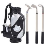 Mini sac de golf de bureau, horloge en alliage de zinc, cuir pu avec stylos de golf, ensemble souvenir, ...