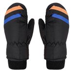 Mitaines de ski impermables pour le ski pour enfants, noir