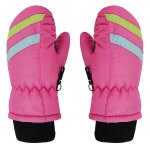 Mitaines de ski impermables pour le ski pour enfants, rose