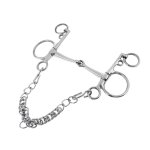 Mors cheval 5 pouces, avec chaîne de bordure et crochets de bordure, durable et antirouille Mors cheval 5 pouces, avec chaîne de bordure et crochets de bordure, durable et antirouille