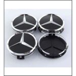 Moyeu de roue 4 logos embl�me mercedes jante cache moyeu centre de roue insigne noir 75mm