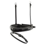 Muserolle combin�e pour cheval en cuir br equitation pull - back lacquer full mixte noir