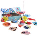 Mvi baton en bois pour enfants jouet poisson jouets magnetiques jeu de pche bote en fer blanc jouets ...