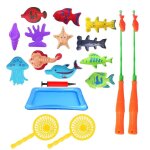 Mvi ensemble de jouets de pche magnetiques pour enfants 18 pieces avec filet de piscine gonflable aimant ...